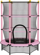 HOMCOM Trampolina dla Dzieci, Ø140 cm, z Siatką Bezpieczeństwa, do Użytku Wewnętrznego i Zewnętrznego, Stal, Tworzywo Sztuczne, Udźwig do 50 kg, Różowa