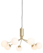 Lampa wisząca w stylu art deco złota z opalowym szkłem 7-światłowa - Coby ArtDeco Oswietlenie wewnetrzne