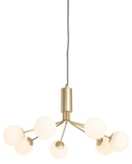 Nowoczesna lampa wisząca złota z opalowym szkłem 7 lamp - Coby ArtDeco Oswietlenie wewnetrzne