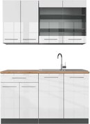 Pojedyncza kuchnia biały wysoki połysk/antracyt 140x60x81.6 fame-line