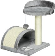 Drapak PawHut z jaskinią i zabawkami dla kotów, szary