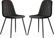 Zestaw 2 czarnych metalowych krzeseł pikowanych K6-S62