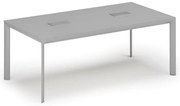 Stół konferencyjny PRIMO INVITATION, 200x100 cm, szary + 2x port blatowy TYP I, srebrny
