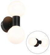 Nowoczesna lampa ścienna czarna IP44 2-światłowa - Cederic Nowoczesny Oswietlenie wewnetrzne