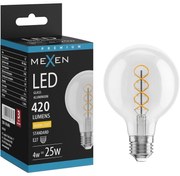 Mexen Vintis żarówka filament spirala LED E27, G80, 4W, Ciepła - 2700K, 420 lm, clear - L165-E27-0427-00