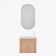 Zestaw Wiszących Mebli Łazienkowych Zintegrowany Z Umywalką Narek Popielaty Brąz & Owalny Z Miejscem Do Przechowywania Czarny - Sklum