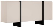 Komoda 4-drzwiowa z MDF - Beżowy i Czarny - LUVONIA