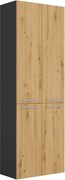 Regał do łazienki z koszem antracyt + dąb artisan S6-T33
