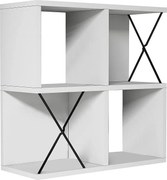 Półka ścienna – 60 x 60 x 24 cm – Biała i czarna – Płyta wiórowa pokryta melaminą