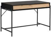 Biurko z 2 szufladami - MDF i metal - Czarny i naturalny - VUORIA
