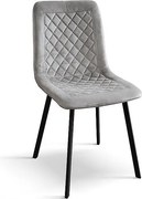 Zestaw 4 krzeseł z szarego aksamitu i antracytowymi metalowymi nogami - NOHO