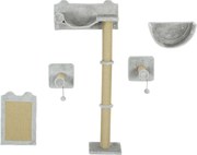 PawHut 5-częściowy zestaw ścienny do wspinaczki dla kotów domowych z drapakami, matą do drapania, łóżkiem dla kota, piłkami do zabawy, Jasnoszary