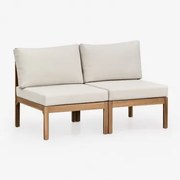 Dwuczęściowa Sofa Modułowa Z Drewna Akacjowego Branson Gardenia Biel & Akacja Brąz - Sklum