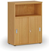 Szafa biurowa kombinowana z drzwiami przesuwnymi PRIMO WOOD, 800 x 420 x 1087 mm, buk