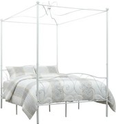 Białe podwójne łóżko z baldachimem 160x200 cm B6-A19