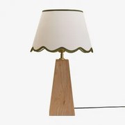 Lampa Stołowa Z Drewna Mango Taraua Drewno Mango & Gardenia White Cotton - Army Green 35 Cm Berne - Sklum