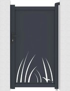 Furtka aluminiowa uchylna z motywem roślinnym wyciętym laserowo – szer. 103 x wys. 181 cm – antracyt – BRAMENO