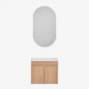 Zestaw Wiszących Mebli Łazienkowych Zintegrowany Z Umywalką Narek Popielaty Brąz & Owalny Z Miejscem Do Przechowywania Czarny 50x90 - Sklum