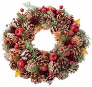 Ozdobny wieniec świąteczny Szyszki, 34 x 8 cm