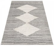 Dywan poliestrowy Romby kremowo-czarny 80 cm x 150 cm