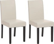 Zestaw 2 krzeseł do jadalni Littau ze sztucznej skóry,  imitacja skóry, biały, ciemne nogi