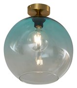 Lampa sufitowa Art Deco mosiądz z niebieskim szkłem - Sandra ArtDeco Oswietlenie wewnetrzne
