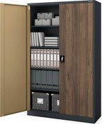 Szafa biurowa na akta szeroka Eco Design Jan II, 115x40x185 cm, antracyt/orzech