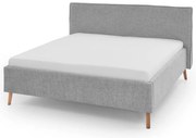 Jasnoszare tapicerowane łóżko dwuosobowe ze schowkiem ze stelażem 180x200 cm Riva – Meise Möbel