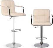 MIADOMODO Krzesło barowe 2szt, z podłokietnikami, beżowe