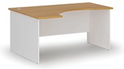 Ergonomiczne biurko PRIMO WHITE, 160x120 cm, lewe, biały/buk