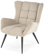 Beżowy tapicerowany fotel uszak W9-A94