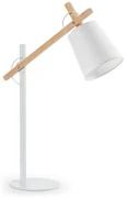 Biała lampa stołowa z litego drewna akacjowego z tekstylnym kloszem (wysokość 65 cm) Kosta – Kave Home