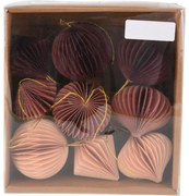Zestaw papierowych ozdób Ornaments różowy, 6 cm, 9 szt.