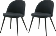 Zestaw 2 czarnych krzeseł do jadalni z weluru dla eleganckiego i wygodnego designu