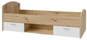 Łóżko pojedyncze z pojemnikiem URO 90x200 cm dąb artisan/białe