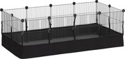 PawHut Wybieg dla małych zwierząt z 12 panelami, klatka dla królików, świnek morskich, 120x60x40 cm, czarny | Aosom PL