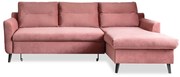 Różowy aksamitny narożnik rozkładany Miuform Stylish Stan, prawostronny