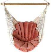 Krzesło brazylijskie boho z podwójną poduszką brudny róż L1-L39