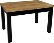 Solidny stół rozkładany R-7 80x140/180 czarny/blat dąb craft + nogi drewniane
