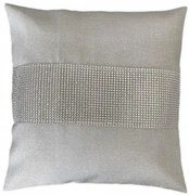 Poszewka dekoracyjna na poduszkę 40x40 z pasem z cyrkonii szara