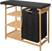 Bambusowa szafka z deską do prasowania i koszem na pranie BAMY, 111 x 34 x 82 cm