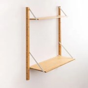 Modułowa Półka Ścienna Z Bambusa Kolex Biała & 2 Półki O Długości 64 Cm - Sklum