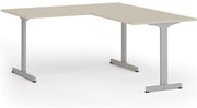 Narożne biurko PRIMO BETA L, 160x180 cm, L/P, szara podstawa, brzoza