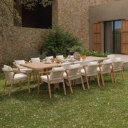 Rozkładany Zestaw Prostokątnych Stołów 200-260-320x100 Cm I 12 Krzeseł Ogrodowych Z Podłokietnikami Z - Sklum