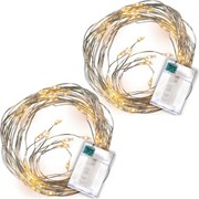 Oświetlenie LED srebrny przewód, zestaw 2 szt, ciepła biel,