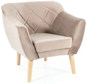 Fotel do salonu Karo 1 Velvet ciemny beż buk SIGNAL