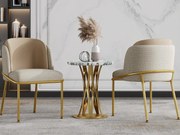 Zestaw 2 krzeseł – len i skóra ekologiczna – metalowe nogi – nowoczesny styl – beżowy + khaki