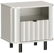 Biała ryflowana szafka nocna na nóżkach D2-E29