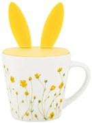 Altom Porcelanowy kubek Marigolds z silikonowąpokrywką, 330 ml