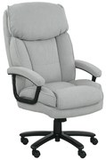 HOMCOM Duży wysoki fotel biurowy, 200 kg nośności, solidna konstrukcja, miękka tkanina, Jasnoszary